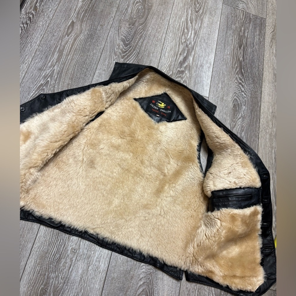 Golden Swallon Black Leather Vest for Men - Picture 4 of 9